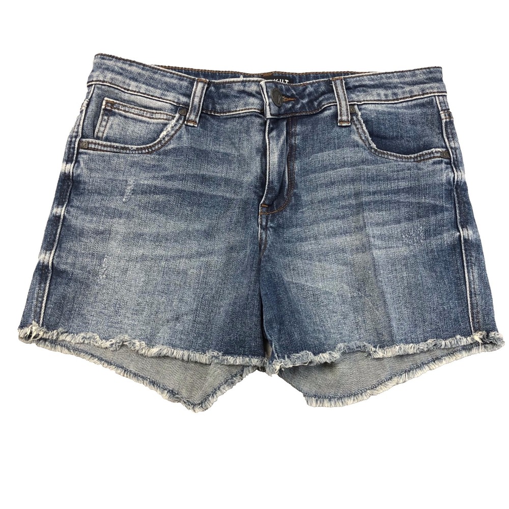 Kut From The Kloth Gidget Fray Shorts Womens 4 Cut Off Blue Denim Festival